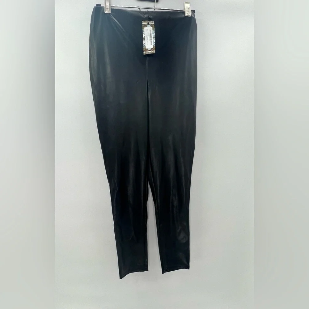 BOOHOO SUPER STRETCH FAUX LEATHER HIGH WAIST TROUSERS Sz 12